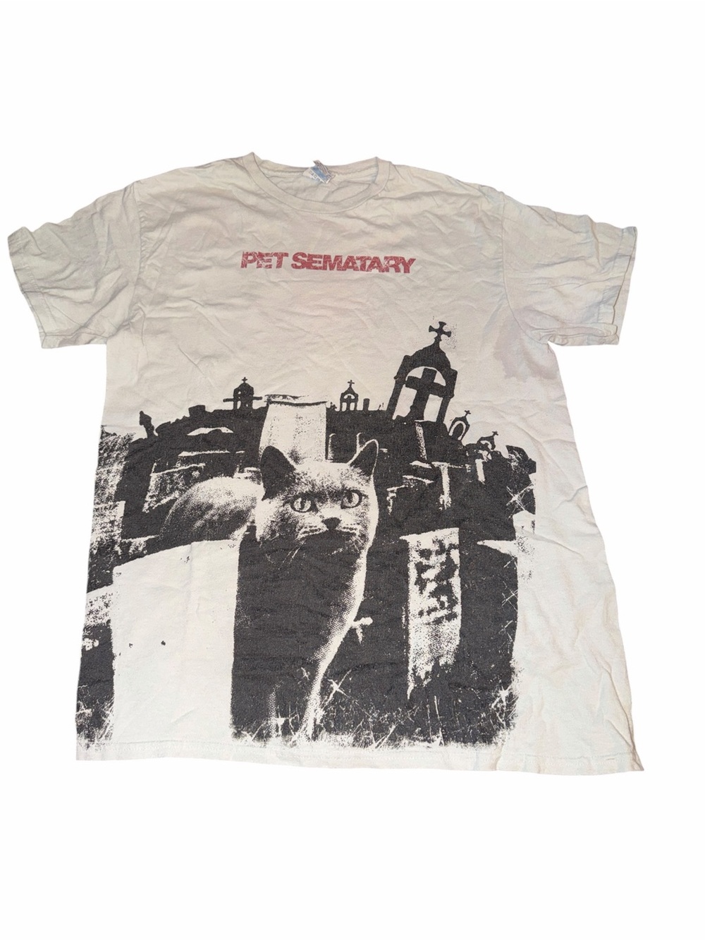 Delta Pet Sematary Graphic Dog Tee in Cream and Black